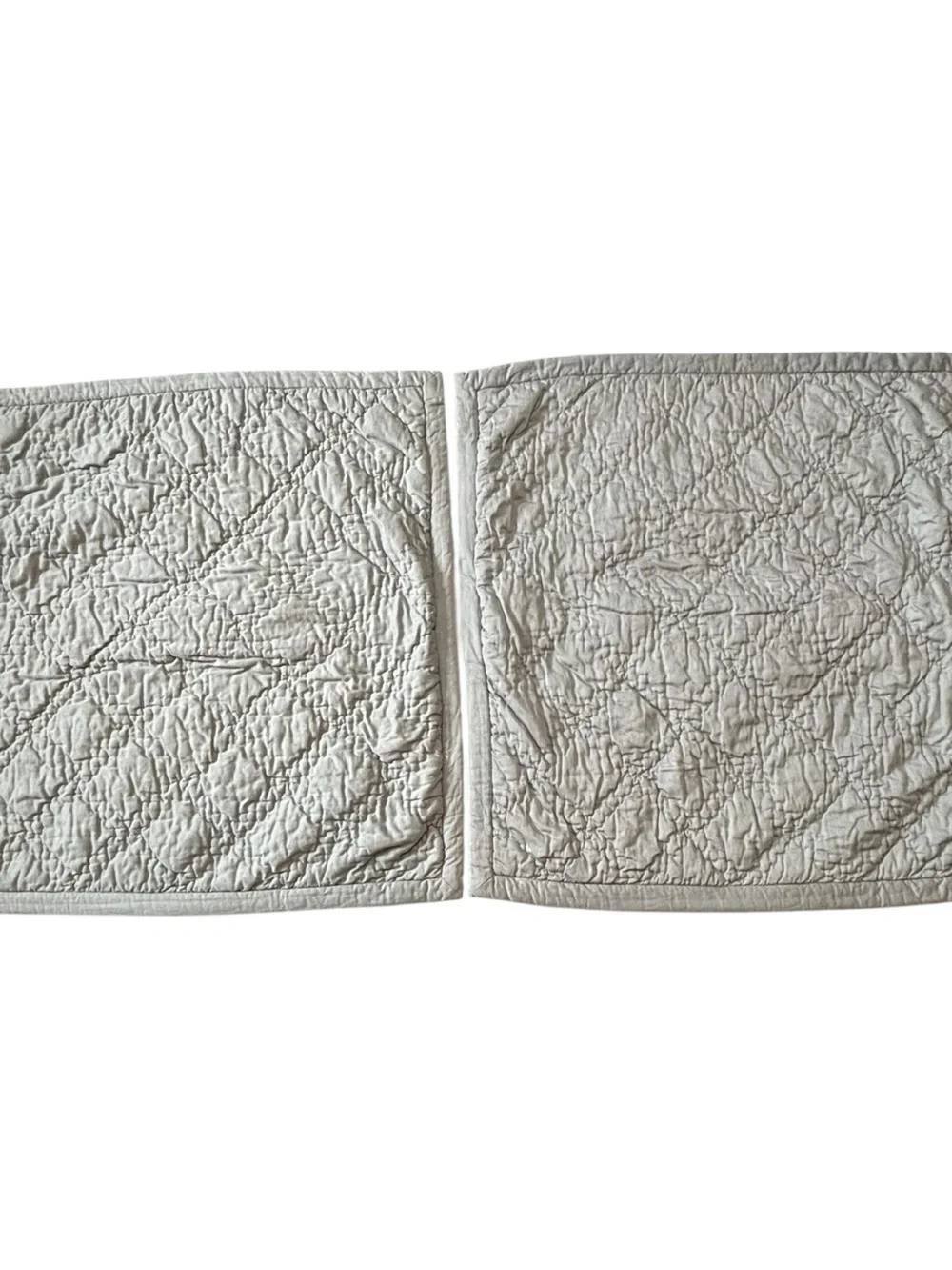 2 Pottery Barn Quilted Euro Pillow Shams Light Gray Double Hand Stitched Diamond